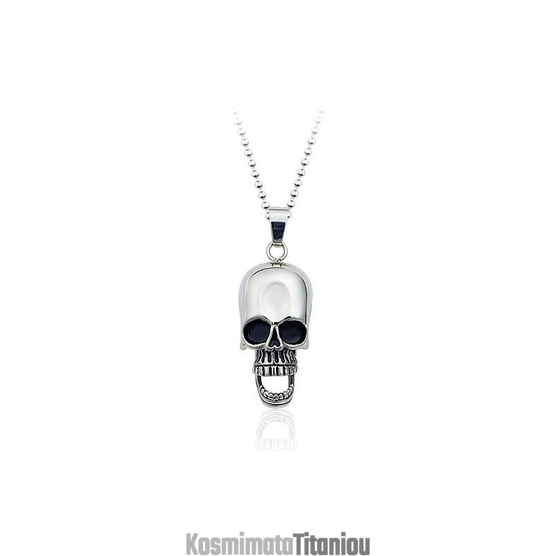 Νέο Στυλ Ανδρικό Μενταγιόν Από Τιτάνιο Με Ανθρώπινο Κρανίο - Δωρεάν Αλυσίδα