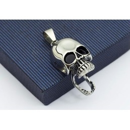 Νέο Στυλ Ανδρικό Μενταγιόν Από Τιτάνιο Με Ανθρώπινο Κρανίο - Δωρεάν Αλυσίδα
