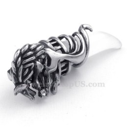 Εξαιρετικό Κολιέ Μενταγιόν Από Τιτάνιο Με Κυνόδοντα Λύκου (Δωρεάν Αλυσίδα)