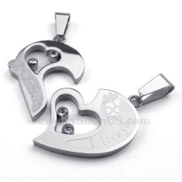 Κολιέ Μενταγιόν Sliver Titanium Σε Σχήμα Καρδιάς Για Ζευγάρια (Δωρεάν Αλυσίδα) (Ένα Ζευγάρι)