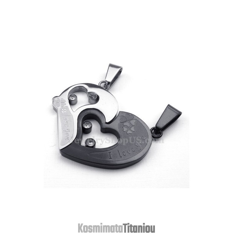 Κολιέ Μενταγιόν Από Τιτάνιο Σε Σχήμα Καρδιάς Για Ζευγάρια (Δωρεάν Αλυσίδα) (Ένα Ζευγάρι)