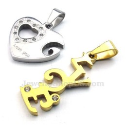 Κολιέ Μενταγιόν Από Τιτάνιο Σε Σχήμα Καρδιάς Για Ζευγάρια (Δωρεάν Αλυσίδα) (Ένα Ζευγάρι)