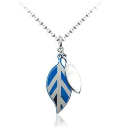 Μενταγιόν Τιτανίου Fashion Blue Leaf - Δωρεάν Αλυσίδα