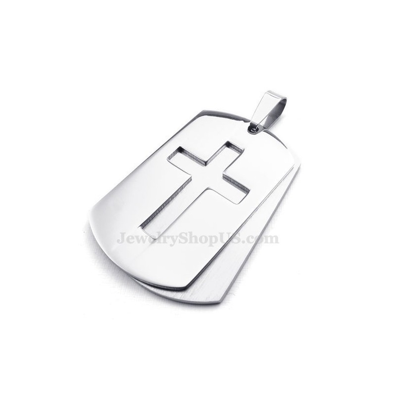 Κολιέ Με Σταυρό Από Τιτάνιο Με Ασημένιες Κάρτες (Δωρεάν Αλυσίδα)