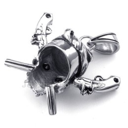 Εξαιρετικό Κολιέ Μενταγιόν Από Τιτάνιο Με Κρανίο Πειρατή (Δωρεάν Αλυσίδα)