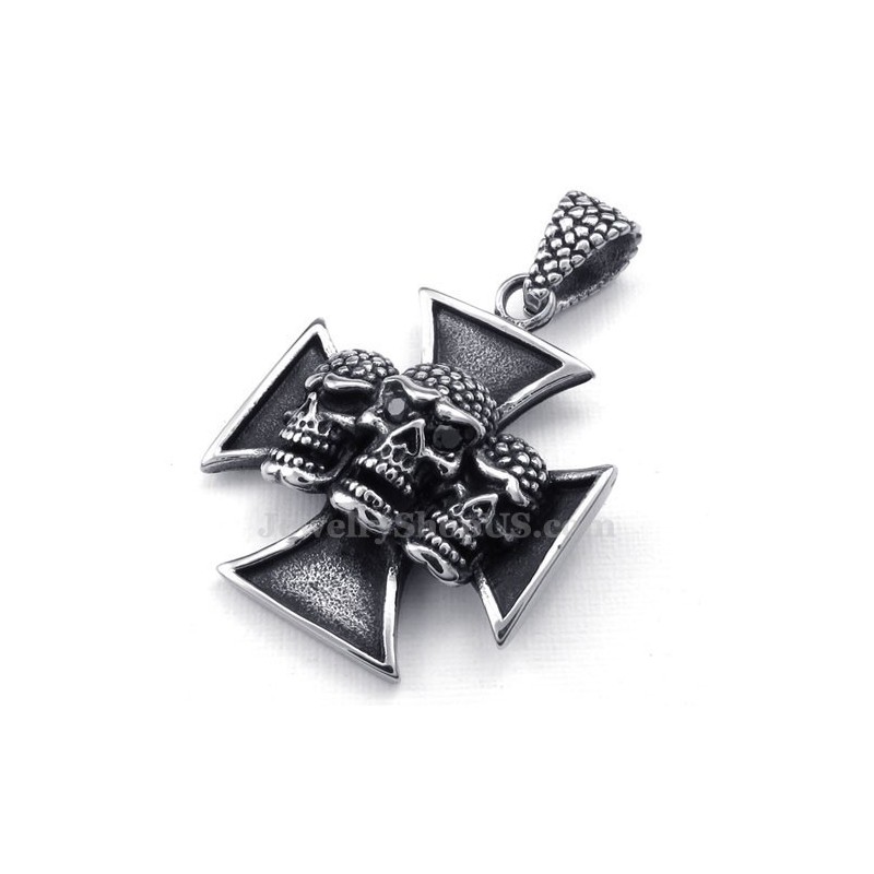 Κολιέ Μενταγιόν Από Τιτάνιο The Cross Με Κρανίο (Δωρεάν Αλυσίδα)