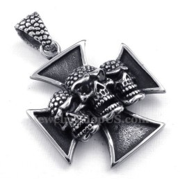 Κολιέ Μενταγιόν Από Τιτάνιο The Cross Με Κρανίο (Δωρεάν Αλυσίδα)