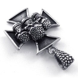 Κολιέ Μενταγιόν Από Τιτάνιο The Cross Με Κρανίο (Δωρεάν Αλυσίδα)