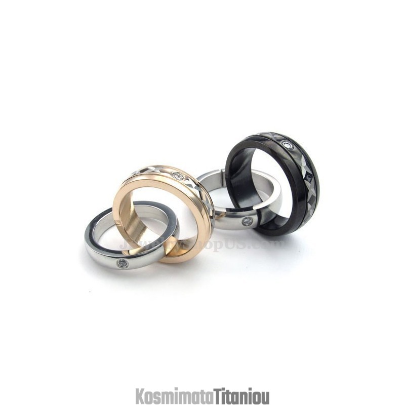 Κολιέ Μενταγιόν Για Ζευγάρια Από Τιτάνιο Με Αλληλοσυνδεόμενους Δακτυλίους (Δωρεάν Αλυσίδα)