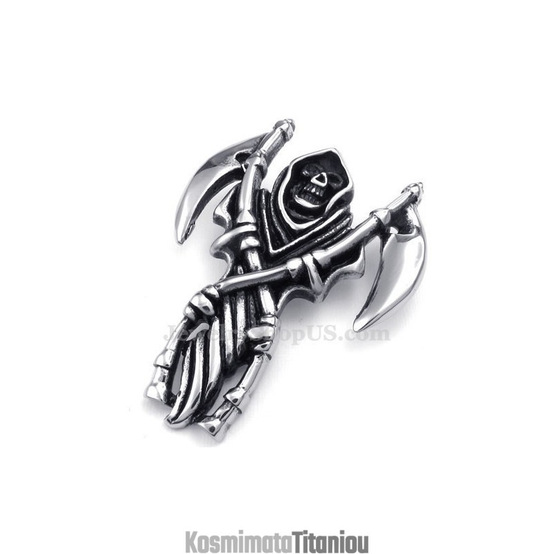 Κολιέ Grim Reaper Από Τιτάνιο (Δωρεάν Αλυσίδα)