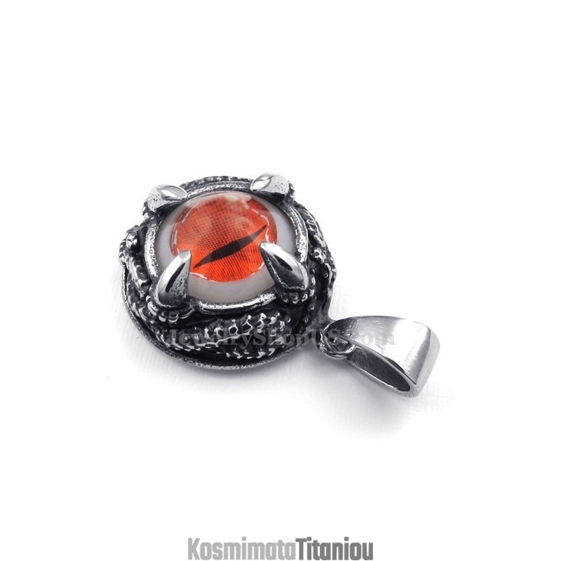 Κολιέ Από Τιτάνιο Με Κόκκινο Μάτι Γάτας (Δωρεάν Αλυσίδα)