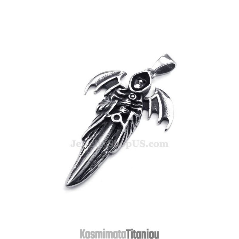 Εξαιρετικό Κολιέ Grim Reaper Από Τιτάνιο (Δωρεάν Αλυσίδα) Εξαιρετικό Κολιέ Grim Reaper Από Τιτάνιο (Δωρεάν Αλυσίδα)
