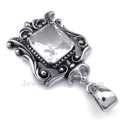 Κολιέ Μενταγιόν Από Λευκό Ζιρκόνιο Και Τιτάνιο (Δωρεάν Αλυσίδα)