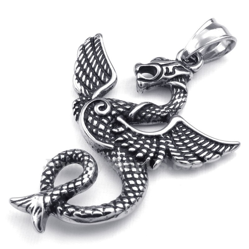 Κολιέ Μενταγιόν Από Τιτάνιο Με Σχέδιο Πτερόσαυρου (Δωρεάν Αλυσίδα)