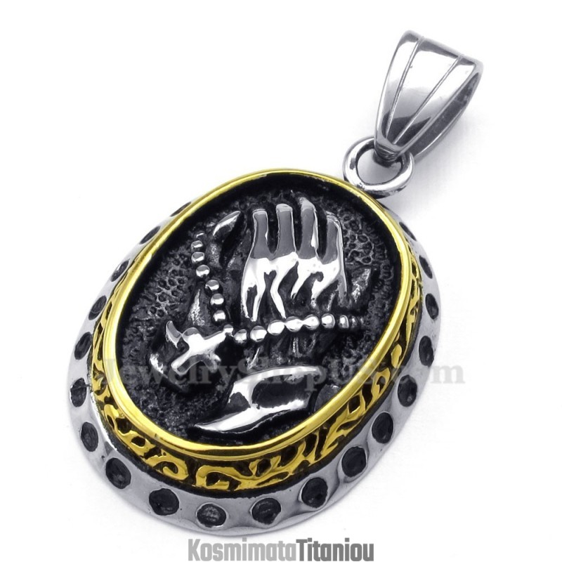 Κολιέ Μενταγιόν Από Τιτάνιο "Συνεχόμενα Χέρια" (Δωρεάν Αλυσίδα)