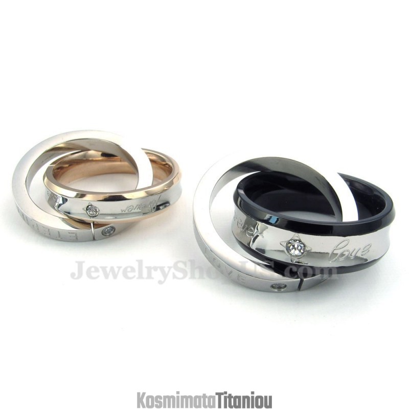 Κολιέ Μενταγιόν Από Τιτάνιο Με Αλληλοσυνδεόμενους Κύκλους (Δωρεάν Αλυσίδα) (Ένα Ζευγάρι)