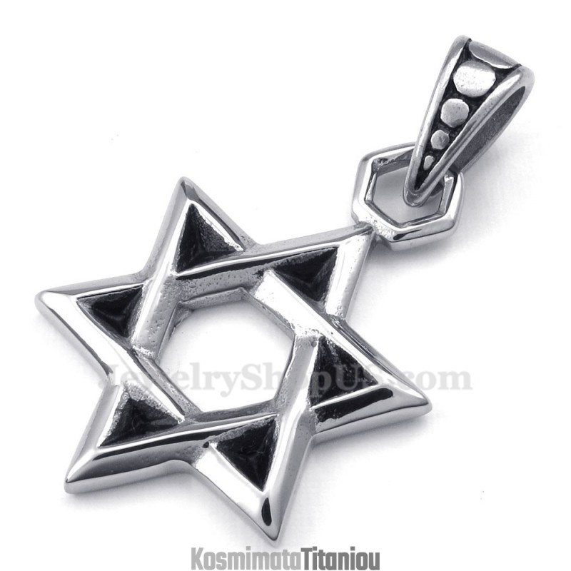 Κολιέ Από Τιτάνιο Με Το Τυχερό Αστέρι Του Δαβίδ (Δωρεάν Αλυσίδα)