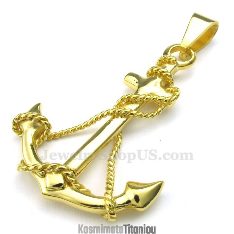 Κολιέ Με Άγκυρα Από Τιτάνιο Και Χρυσό (Δωρεάν Αλυσίδα)