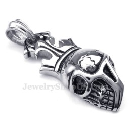 Κολιέ Μενταγιόν Από Τιτάνιο Με Αυτοκρατορικό Στέμμα Και Κρανίο (Δωρεάν Αλυσίδα)