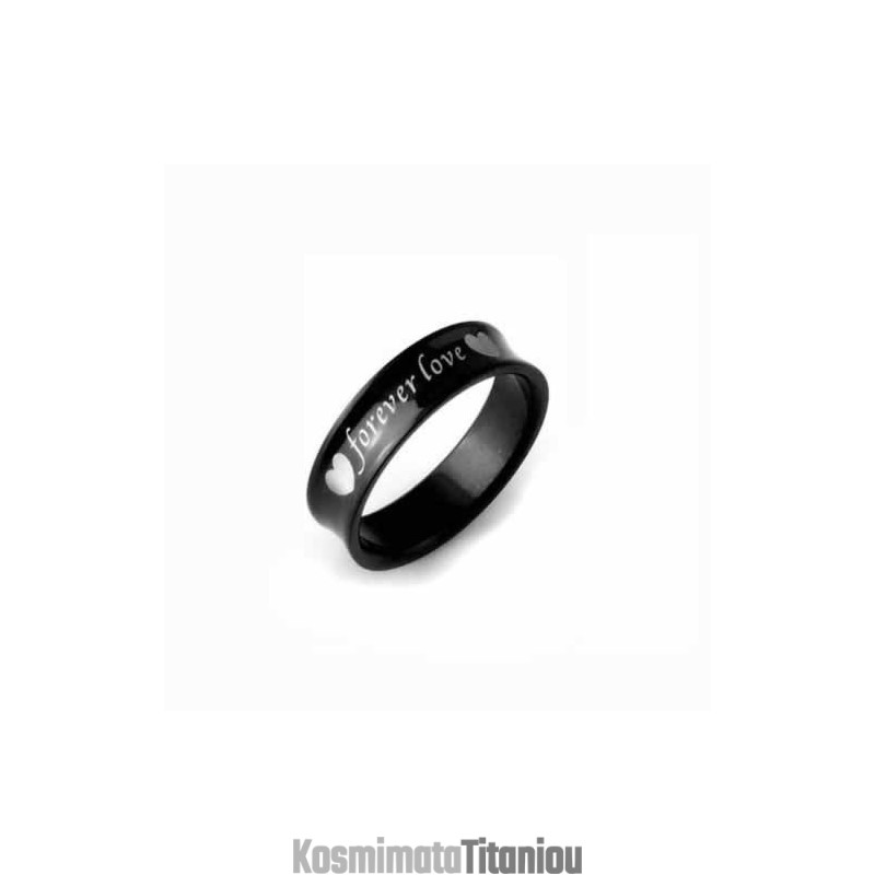 Δαχτυλίδι Τιτανίου Forever Love Για Άνδρες 6 Χιλ. Σε Μαύρο Χρώμα