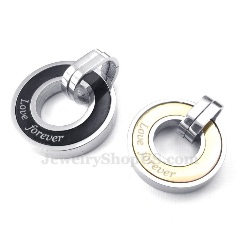 Κολιέ Μενταγιόν Για Ζευγάρια Titanium Circles (Δωρεάν Αλυσίδα) (Ένα Ζευγάρι)