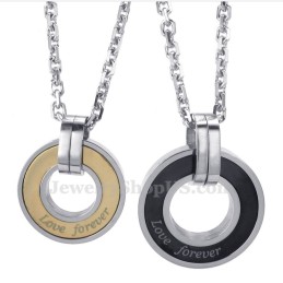 Κολιέ Μενταγιόν Για Ζευγάρια Titanium Circles (Δωρεάν Αλυσίδα) (Ένα Ζευγάρι)