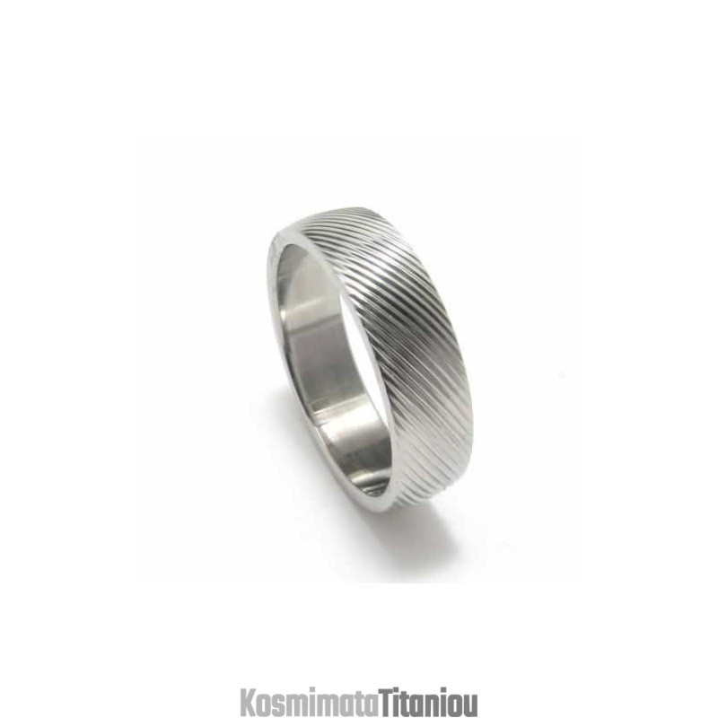 Δαχτυλίδι Τιτανίου Cross Grain 6Mm Δαχτυλίδι Τιτανίου Cross Grain 6Mm