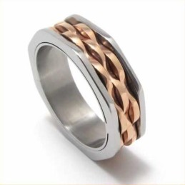 Δαχτυλίδι Unisex Waves 7 Χιλιοστών Από Τιτάνιο Και Χρυσό