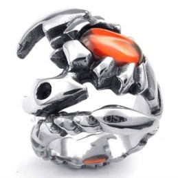 Δαχτυλίδι Τιτανίου Με Σκορπιό Και Κόκκινο Ζιρκόνι