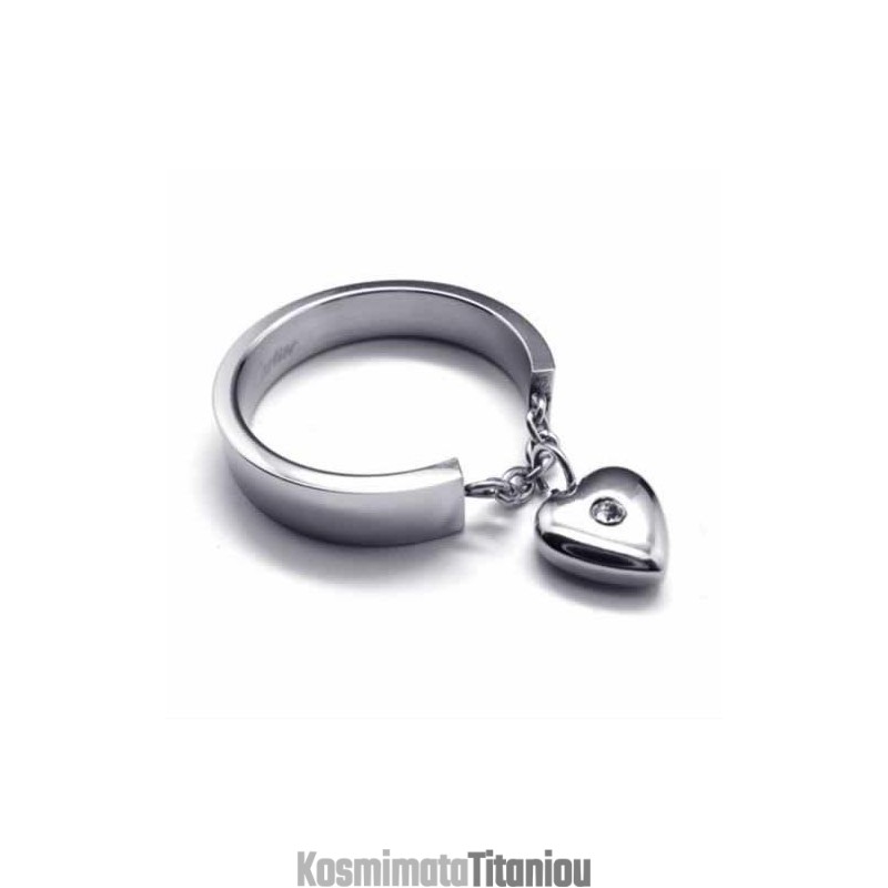 Δαχτυλίδι Τιτανίου Με Σετ Διαμαντιών 5 Χιλιοστών Σε Σχήμα Καρδιάς