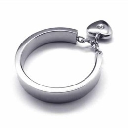 Δαχτυλίδι Τιτανίου Με Σετ Διαμαντιών 5 Χιλιοστών Σε Σχήμα Καρδιάς