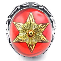 Χρυσό Δαχτυλίδι Από Τιτάνιο Με Αστέρι Του Δαβίδ