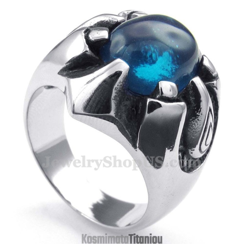 Δαχτυλίδι Τιτανίου Με Μπλε Ζιρκόνιο