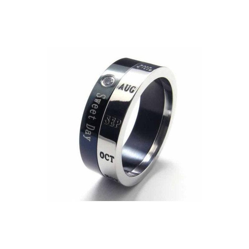 Δαχτυλίδι Sweet Day 8 Χιλιοστών Με Ένθετο Τιτανίου Και Διαμάντι