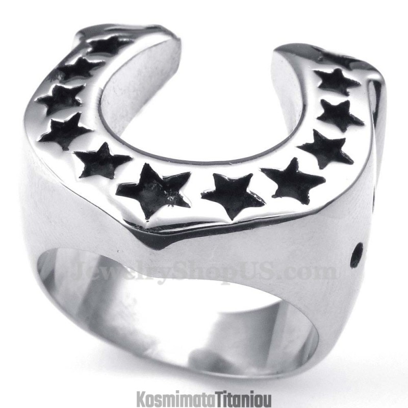 Δαχτυλίδι Αλόγου Από Τιτάνιο Με Πεντάκτινο Αστέρι