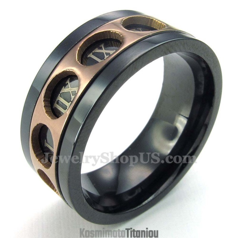 Περιστρεφόμενο Δαχτυλίδι Τιτανίου Με Λατινικούς Αριθμούς
