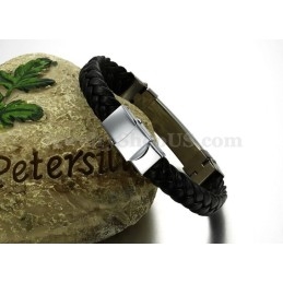 Ανδρικό Δερμάτινο Βραχιόλι Τιτανίου Personality C817