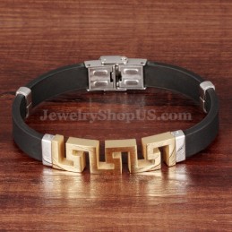 Ανδρικό Βραχιόλι Από Τιτάνιο Με Κοίλο Χρυσό C996