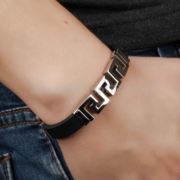 Ανδρικό Βραχιόλι Από Τιτάνιο Με Κοίλο Χρυσό C996