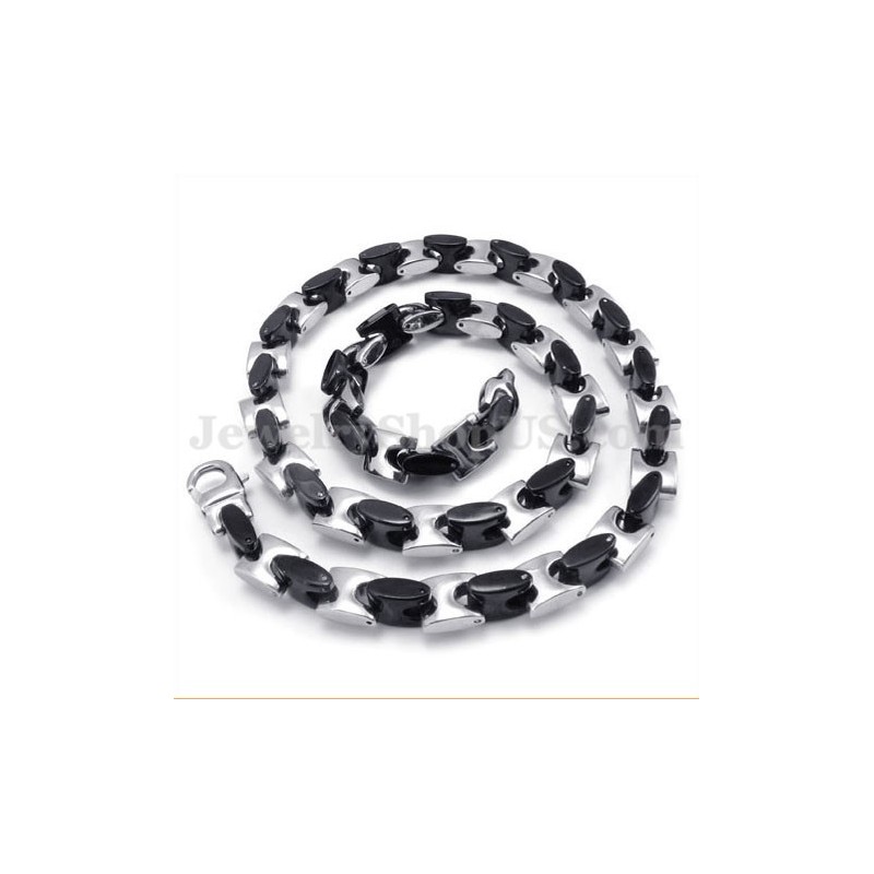 Εκπληκτική Μαύρη Ανδρική Αλυσίδα Κολιέ Από Τιτάνιο