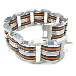 Ανδρικό Βραχιόλι Από Τιτάνιο Σε Πορτοκαλί Και Μαύρο Χρώμα