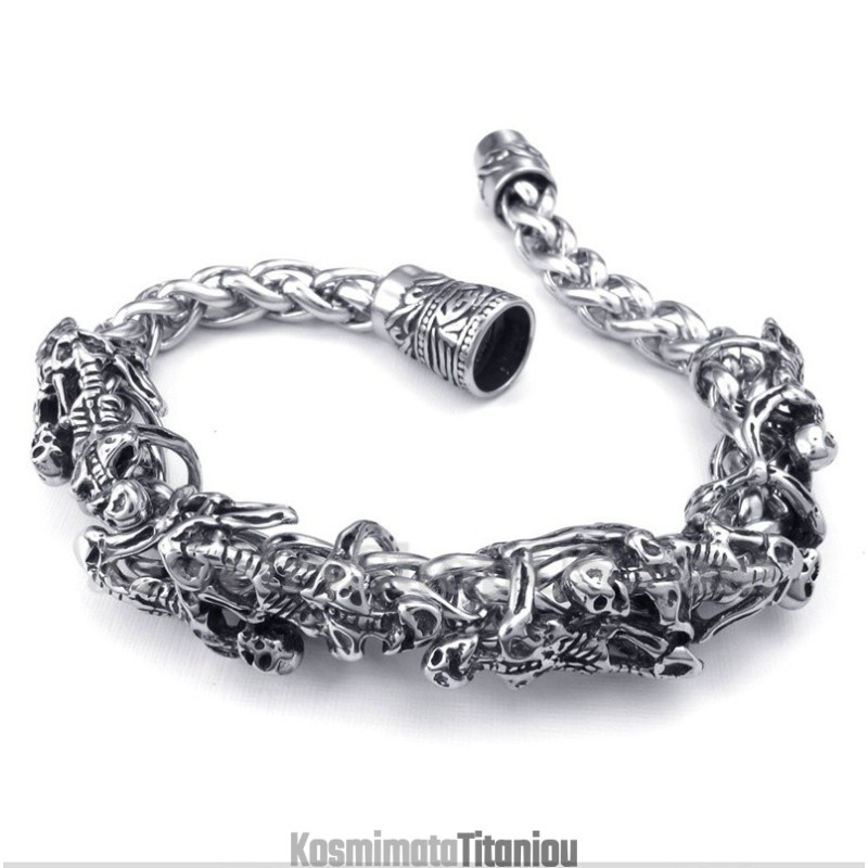Ανδρικό Βραχιόλι Κρανίου Από Τιτάνιο