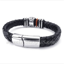 Ανδρικό Δερμάτινο Βραχιόλι Από Τιτάνιο Με Κρανίο