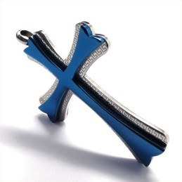 Μενταγιόν New Style Cross Από Τιτάνιο (Μπλε)