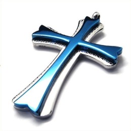 Μενταγιόν New Style Cross Από Τιτάνιο (Μπλε)