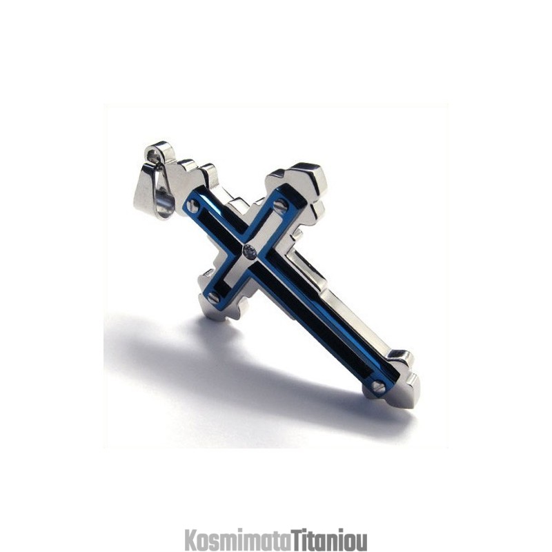 Μενταγιόν Fashion Cross Από Τιτάνιο (Μπλε) Μενταγιόν Fashion Cross Από Τιτάνιο (Μπλε)
