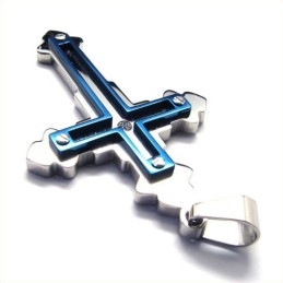 Μενταγιόν Fashion Cross Από Τιτάνιο (Μπλε)
