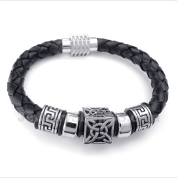 Ανδρικό Δερμάτινο Βραχιόλι Από Τιτάνιο