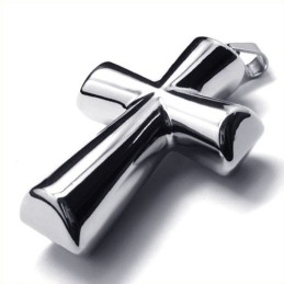 Μενταγιόν Fashion Column Cross Από Τιτάνιο (Ασημί)
