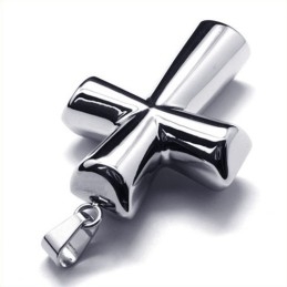 Μενταγιόν Fashion Column Cross Από Τιτάνιο (Ασημί)